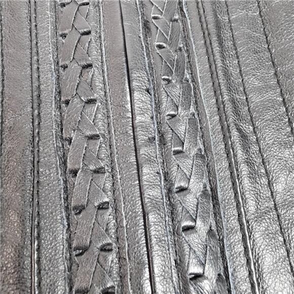 Nygard Collection Leather Sweater Jacket Womens L Black Knit Full Zip 90s Y2K - Picture 6 of 10